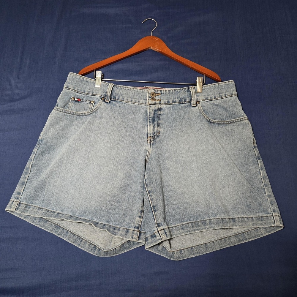 Tommy Hilfiger Shorts VTG Womens 18 Blue Denim Bermuda Relaxed Fit Summer Casual